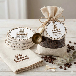 En baby bryggs Gingham Kaffe Könsneutral Gåvor Etiketter