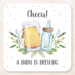En baby bryggs grönska Skål Samkönad baby shower Underlägg Papper Kvadrat