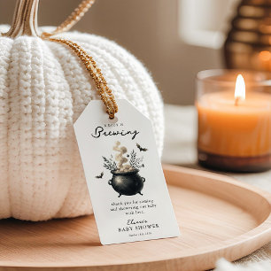 'En baby bryggs' Halloween Baby Shower Förmån Presentetikett