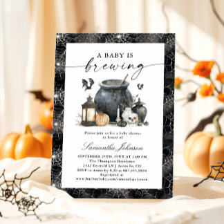 En baby bryggs Halloween Baby Shower Inbjudningar