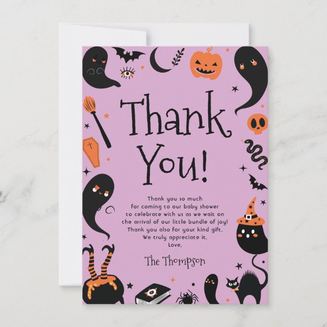 En baby bryggs Halloween Baby Shower  Tack Kort (Framsida)