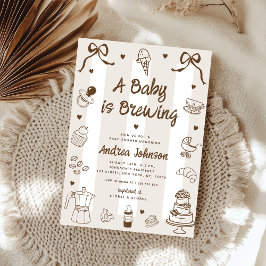 En baby bryggs Handritad fransk baby shower-inbjud Inbjudningar
