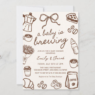 En baby bryggs Handritad Kaffe Baby Shower Inbjudningar
