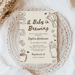 En baby bryggs Handritad Kaffe Baby Shower Inbjudningar