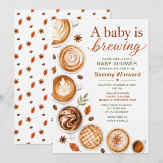 En baby bryggs höst kaffe baby shower inbjudningar