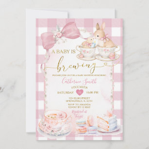 En baby bryggs kanin tekopp flicka baby shower inbjudningar