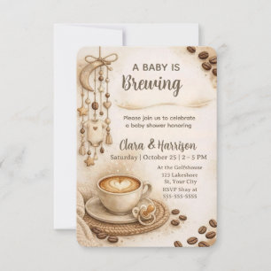 En baby bryggs Neutral Kaffe Babyfirande Inbjudningar