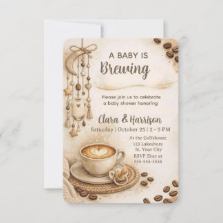 En baby bryggs Neutral Kaffe Babyfirande Inbjudningar