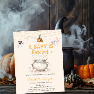 En baby bryggs prickar pumpa spök baby shower inbjudningar
