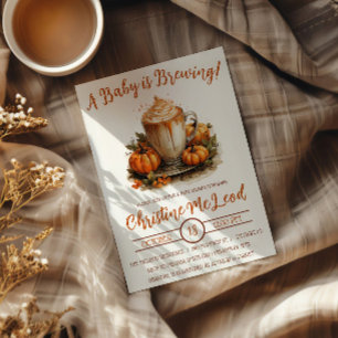 En baby bryggs, Pumpkin Spice Latte Baby Shower Inbjudningar