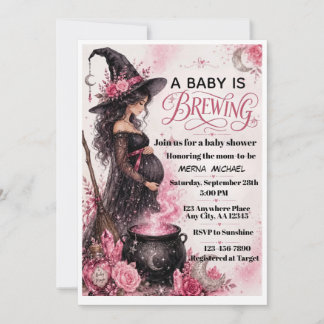 En baby bryggs rosa Halloween baby shower inbjudan
