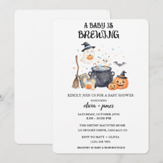 En baby bryggs Söt spök Halloween baby shower Inbjudningar