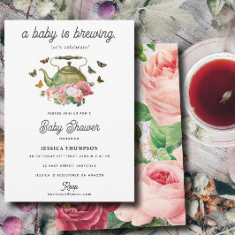 En baby bryggs Tea Party Baby Shower Inbjudningar