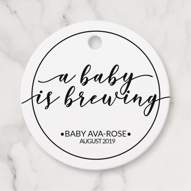 En Baby bryter svart och vit babyskiss Gåvor Etiketter (Framsida)