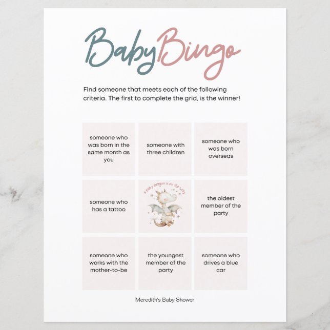 En Baby Dragon är på väg att duscha Baby Bingo. (Framsida)