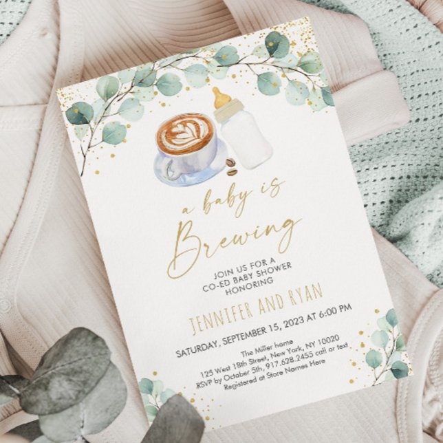 En Baby håller på att blåsa barnskor för kaffe Inbjudningar (Skapare uppladdad)