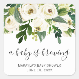 En Baby håller på att blåsa Elegant Blommigt Baby Fyrkantigt Klistermärke