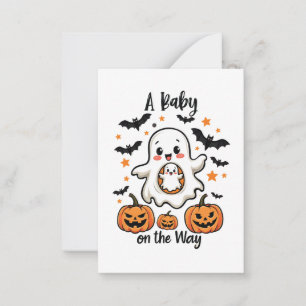 En baby på väg Pastell Spök Graviditet Halloween Anteckningskort