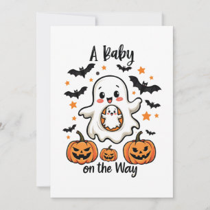 En baby på väg Pastellspöke Graviditet Halloween Julkort