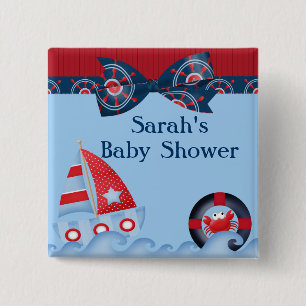 En baby shower för pojkehavsliv knapp