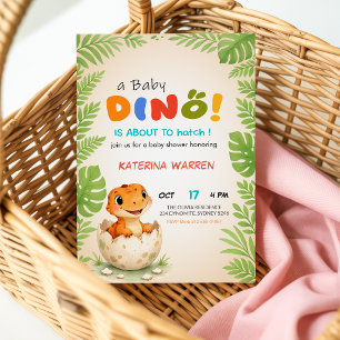 En Babydino på väg att kläckas Dinosaurie Babyfest Inbjudningar