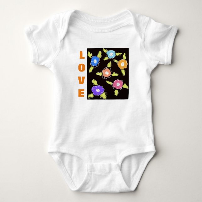 En babyflickas blommiga overall t shirt (Framsida)
