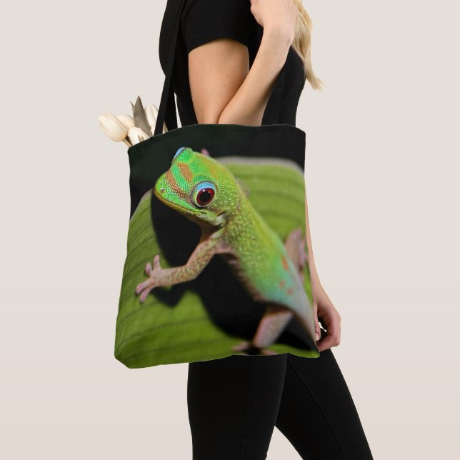 En babygröntGecko Tygkasse (Närbild)