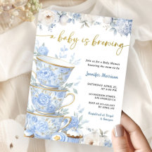 En babypojke brygger Tea Party Baby Shower Blå
