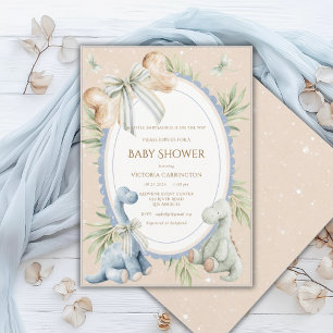 En Babysauraus är på den söta baby shower Inbjudningar