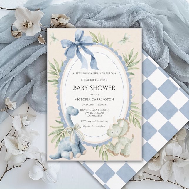 En Babysauraus är på väg Söt Baby Shower Inbjudningar (Skapare uppladdad)
