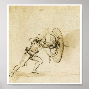 En bågskytt med en skydda, Leonardo Da Vinci Poster