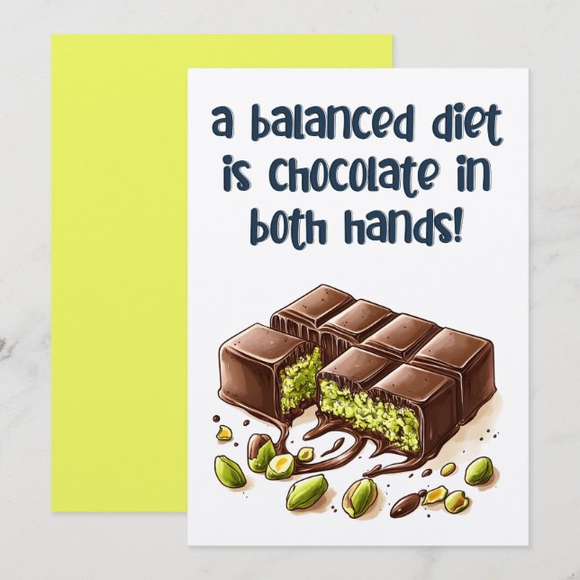 En balanserad kost är choklad Kunafa i Båda Händer Inbjudningar (Fram/baksida)