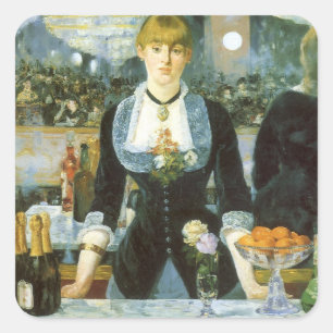 En bar på Folies-Bergère av Édouard Manet Fyrkantigt Klistermärke