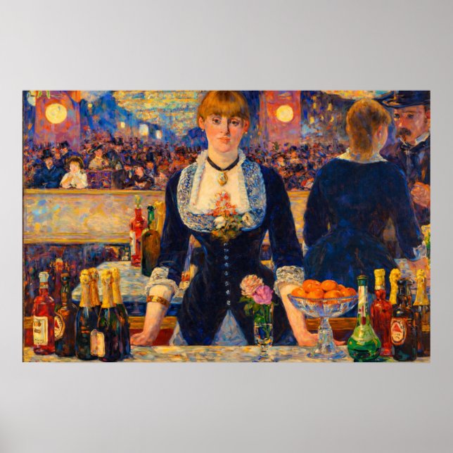En bar på Folies-Bergère av Edouard Manet Poster (Framsidan)