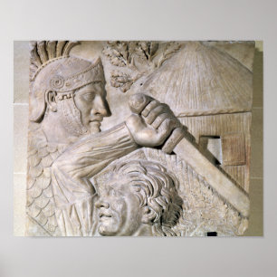 En barbarer som slåss mot en romersk legionär poster
