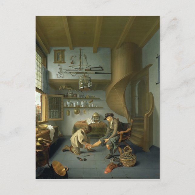 En Barber-kirurg som tar en bondfot Vykort (Framsida)