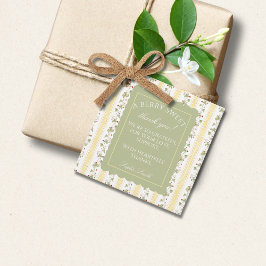 En bären söt baby är på väg att skicka grönt gräns gåvor etiketter