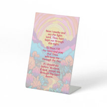 En Barns Morgonbön på Piedestal Skylt