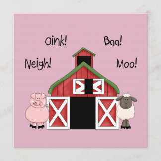 En Barnyard Birthday - Farm-themed Girl-inbjudan Inbjudningar