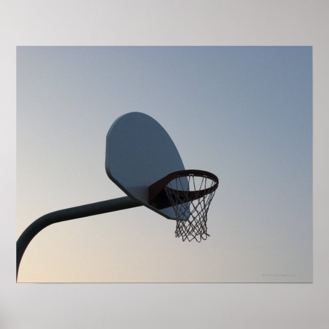 En basketboll bakbord ring och nät. Rensa blå Poster (Framsidan)