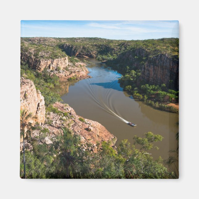 En båt på Katherine gorge Australia Magnet (Framsidan)