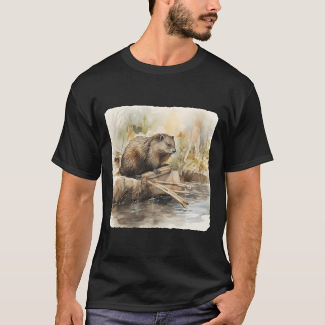 En Bäver Bygger En Damm Konstruktion T Shirt (Framsida)