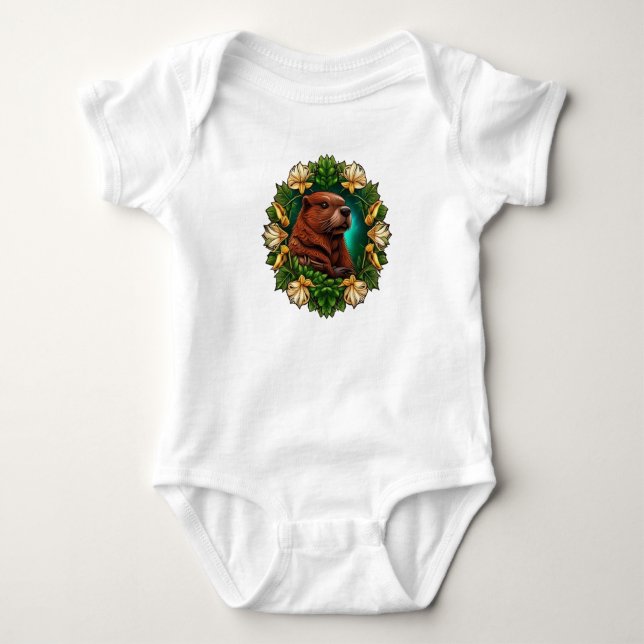 En Bäver Omgiven Av En Krans Av Oregon Druv T Shirt (Framsida)