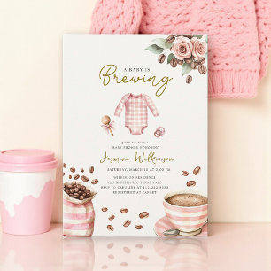 en bebis är på gång pink baby shower inbjudningar