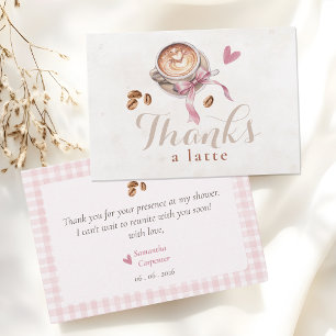 En bebis brygger kaffe rosa rosett baby shower tack kort