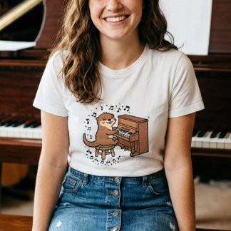 En bedårande utter som spelar piano t shirt