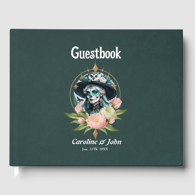 En bedövande kvinna med en bedövande skallmakerie gästböcker (Framsida)