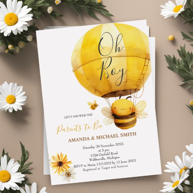 En Bee Watercolor Baby Shower Inbjudningar (Skapare uppladdad)