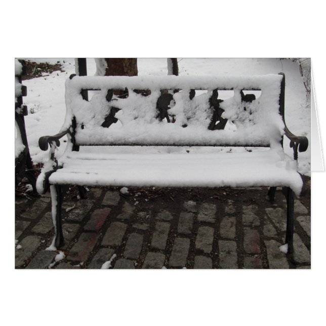 EN BENCH SOM OMFATTAS AV SNÖ HÄLSNINGSKORT (Framsidan Horizontal)