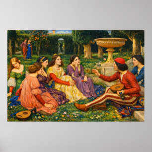 En berättelse från Decameron av Waterhouse Poster